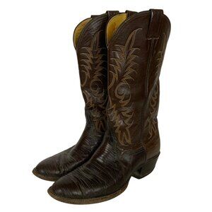 Vintage Nocona Lizard Leather Cowboy Boots 7.5D Brown Western USA Imperfect